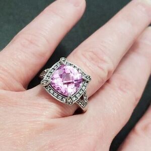 Lorenzo white gold plated pink topaz ring